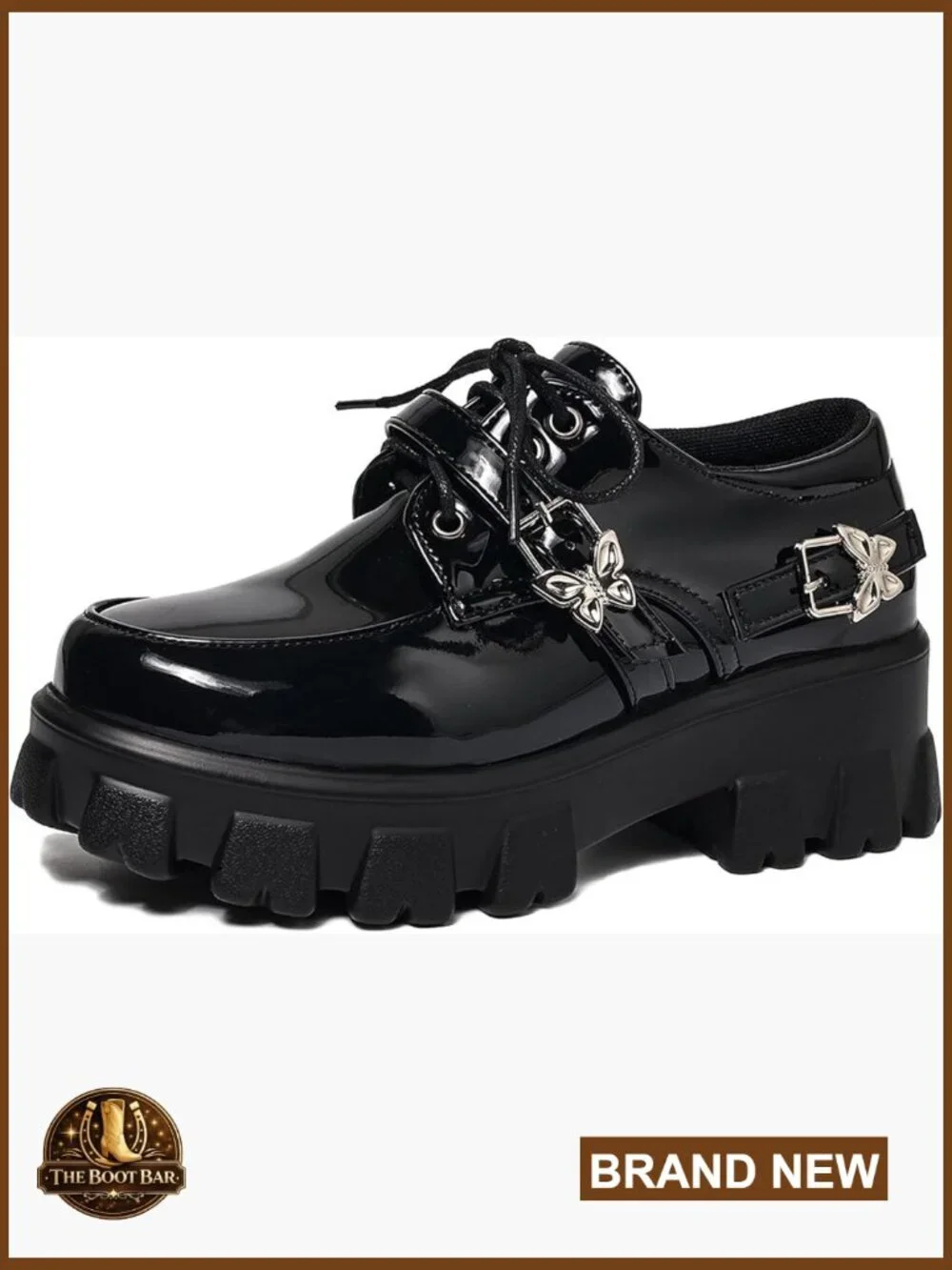 Chunky Platform Loafers with Buckle Detail, Round Toe, Lace-Up Closure